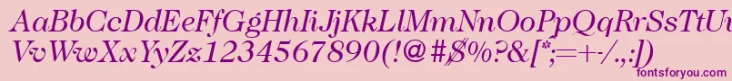 Caslon335Regularitalic-Schriftart – Violette Schriften auf rosa Hintergrund