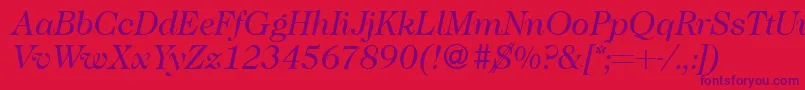 フォントCaslon335Regularitalic – 赤い背景に紫のフォント