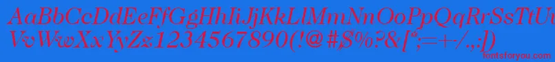 フォントCaslon335Regularitalic – 赤い文字の青い背景
