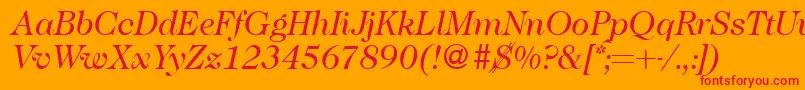 フォントCaslon335Regularitalic – オレンジの背景に赤い文字