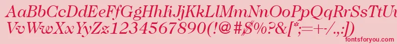 Caslon335Regularitalic-Schriftart – Rote Schriften auf rosa Hintergrund