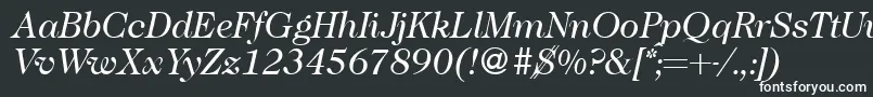 Czcionka Caslon335Regularitalic – białe czcionki na czarnym tle