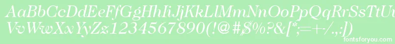 Шрифт Caslon335Regularitalic – белые шрифты на зелёном фоне