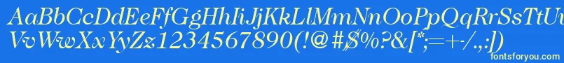 フォントCaslon335Regularitalic – 黄色の文字、青い背景