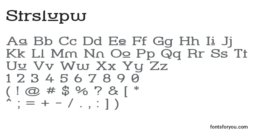 Czcionka Strslupw – alfabet, cyfry, specjalne znaki