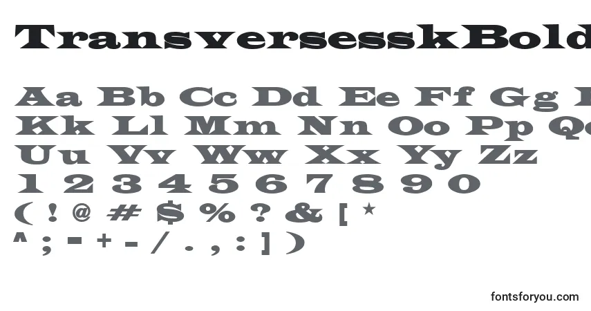 Schriftart TransversesskBold – Alphabet, Zahlen, spezielle Symbole