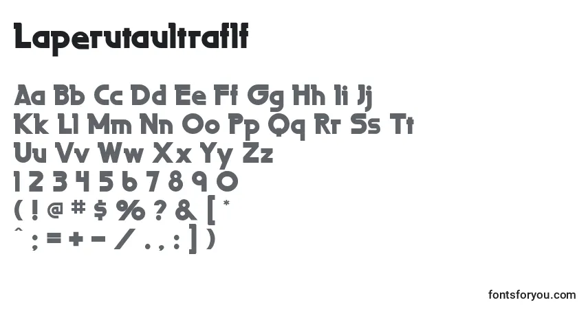Czcionka Laperutaultraflf – alfabet, cyfry, specjalne znaki