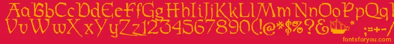 フォントStoertebeker – 赤い背景にオレンジの文字