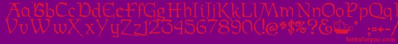 Stoertebeker-Schriftart – Rote Schriften auf violettem Hintergrund