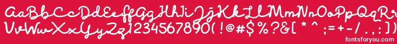 Discobaby-Schriftart – Weiße Schriften auf rotem Hintergrund