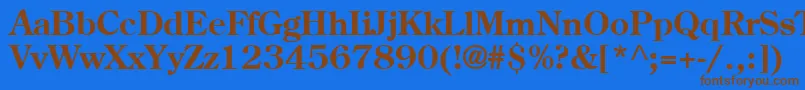 フォントAgcenturionBold – 茶色の文字が青い背景にあります。