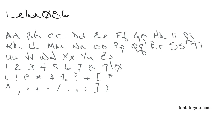 Czcionka Lehn086 – alfabet, cyfry, specjalne znaki