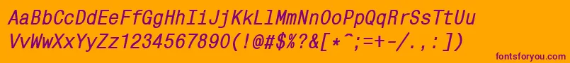 Mnc58C Font – Purple Fonts on Orange Background