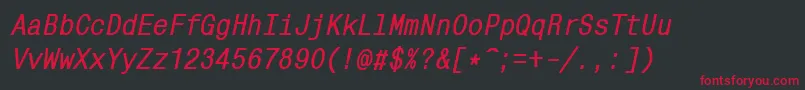 フォントMnc58C – 黒い背景に赤い文字