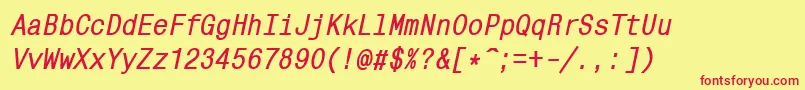 Mnc58C Font – Red Fonts on Yellow Background