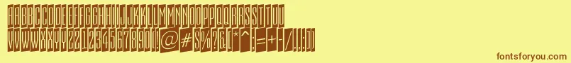 フォントEmpirialcmupRegular – 茶色の文字が黄色の背景にあります。