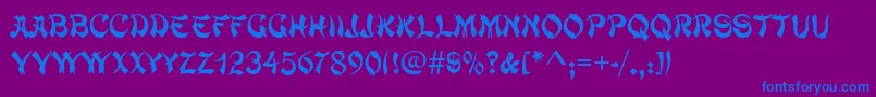 MacaoRegular-Schriftart – Blaue Schriften auf violettem Hintergrund