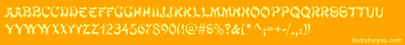 MacaoRegular-Schriftart – Gelbe Schriften auf orangefarbenem Hintergrund