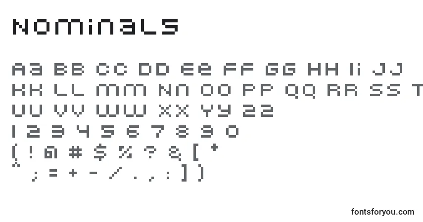 Schriftart Nominal5 – Alphabet, Zahlen, spezielle Symbole