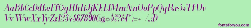 Glamor Condenseditalic Font – Purple Fonts on Green Background