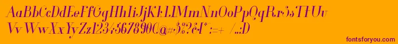 Glamor Condenseditalic-Schriftart – Violette Schriften auf orangefarbenem Hintergrund