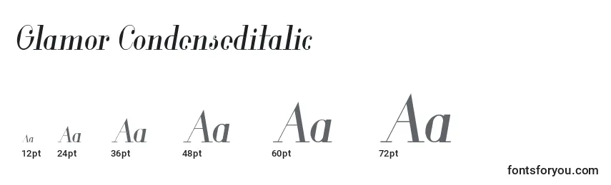 Размеры шрифта Glamor Condenseditalic