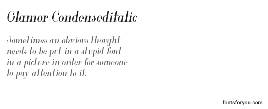Review of the Glamor Condenseditalic Font