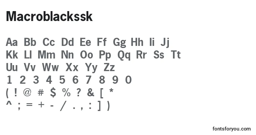 A fonte Macroblackssk – alfabeto, números, caracteres especiais