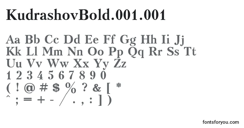 Czcionka KudrashovBold.001.001 – alfabet, cyfry, specjalne znaki