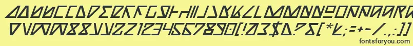 フォントNickTurboItalic – 黒い文字の黄色い背景