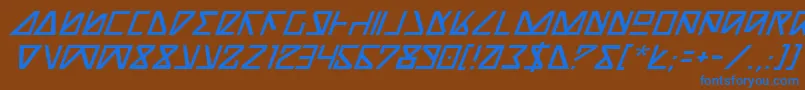 フォントNickTurboItalic – 茶色の背景に青い文字