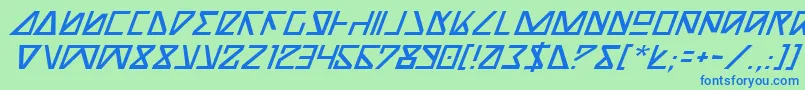 NickTurboItalic-Schriftart – Blaue Schriften auf grünem Hintergrund