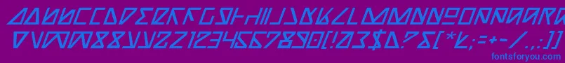 NickTurboItalic-Schriftart – Blaue Schriften auf violettem Hintergrund
