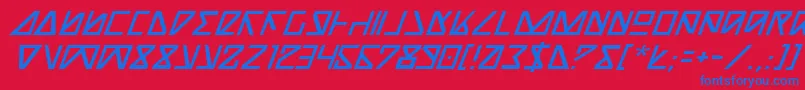NickTurboItalic-Schriftart – Blaue Schriften auf rotem Hintergrund