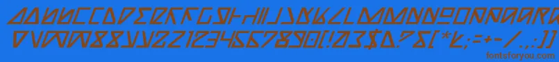 フォントNickTurboItalic – 茶色の文字が青い背景にあります。
