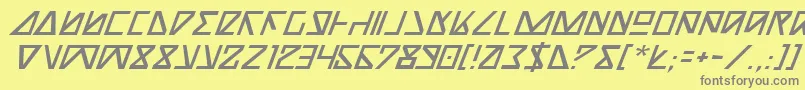 NickTurboItalic-fontti – harmaat kirjasimet keltaisella taustalla