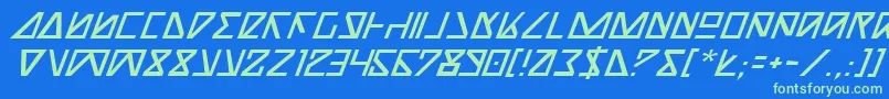 NickTurboItalic-fontti – vihreät fontit sinisellä taustalla