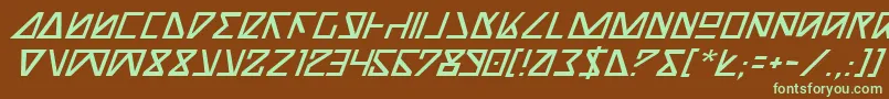 NickTurboItalic-Schriftart – Grüne Schriften auf braunem Hintergrund