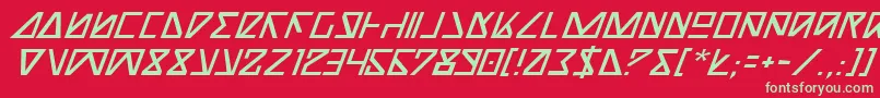 フォントNickTurboItalic – 赤い背景に緑の文字