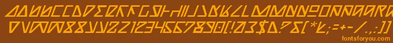 フォントNickTurboItalic – オレンジ色の文字が茶色の背景にあります。