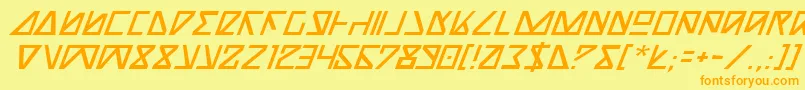 NickTurboItalic-fontti – oranssit fontit keltaisella taustalla