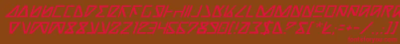 フォントNickTurboItalic – 赤い文字が茶色の背景にあります。