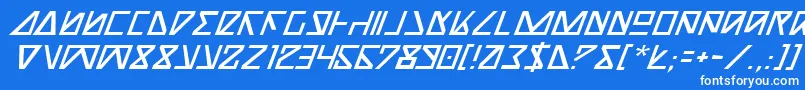 NickTurboItalic-fontti – valkoiset fontit sinisellä taustalla