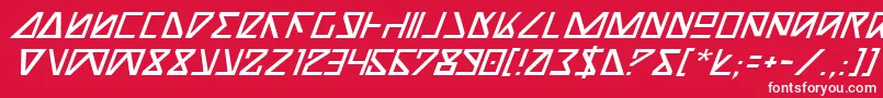NickTurboItalic-fontti – valkoiset fontit punaisella taustalla