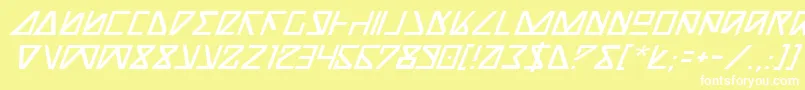 NickTurboItalic-Schriftart – Weiße Schriften auf gelbem Hintergrund