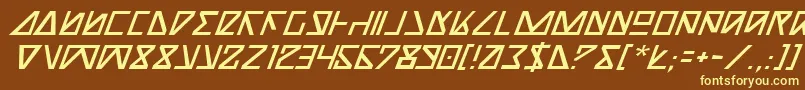 NickTurboItalic-Schriftart – Gelbe Schriften auf braunem Hintergrund