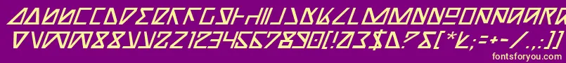 NickTurboItalic-Schriftart – Gelbe Schriften auf violettem Hintergrund
