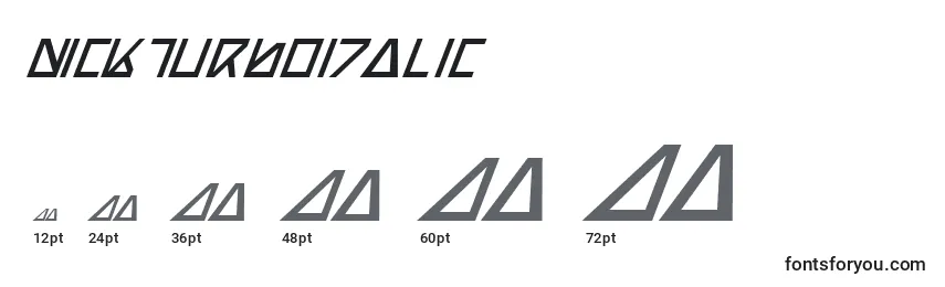 NickTurboItalic Font Sizes