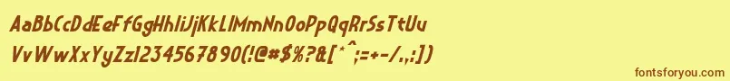 Fonte CrystalDecoItalic – fontes marrons em um fundo amarelo