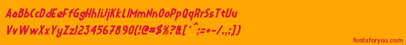 CrystalDecoItalic Font – Red Fonts on Orange Background